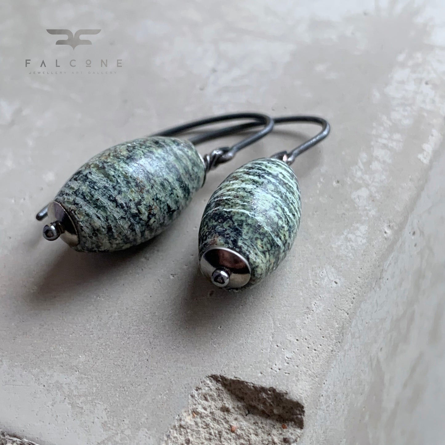 Serpentinite and Sterling Silver Earrings 'With Serpentinite'