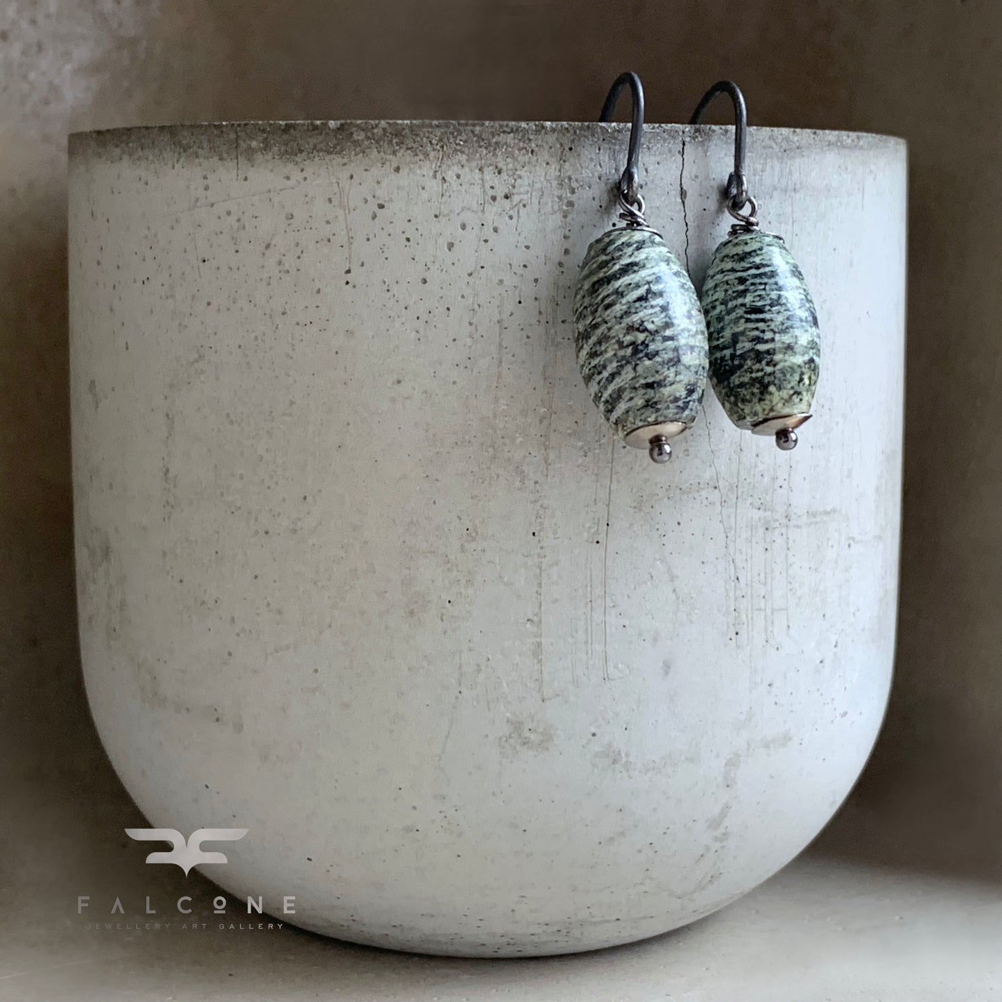 Serpentinite and Sterling Silver Earrings 'With Serpentinite'