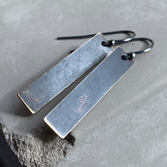 Brass and Sterling Silver Earrings ‘Geometric Golden Sheen’