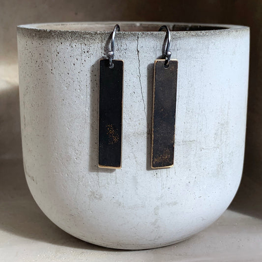 Brass and Sterling Silver Earrings ‘Geometric Golden Sheen’