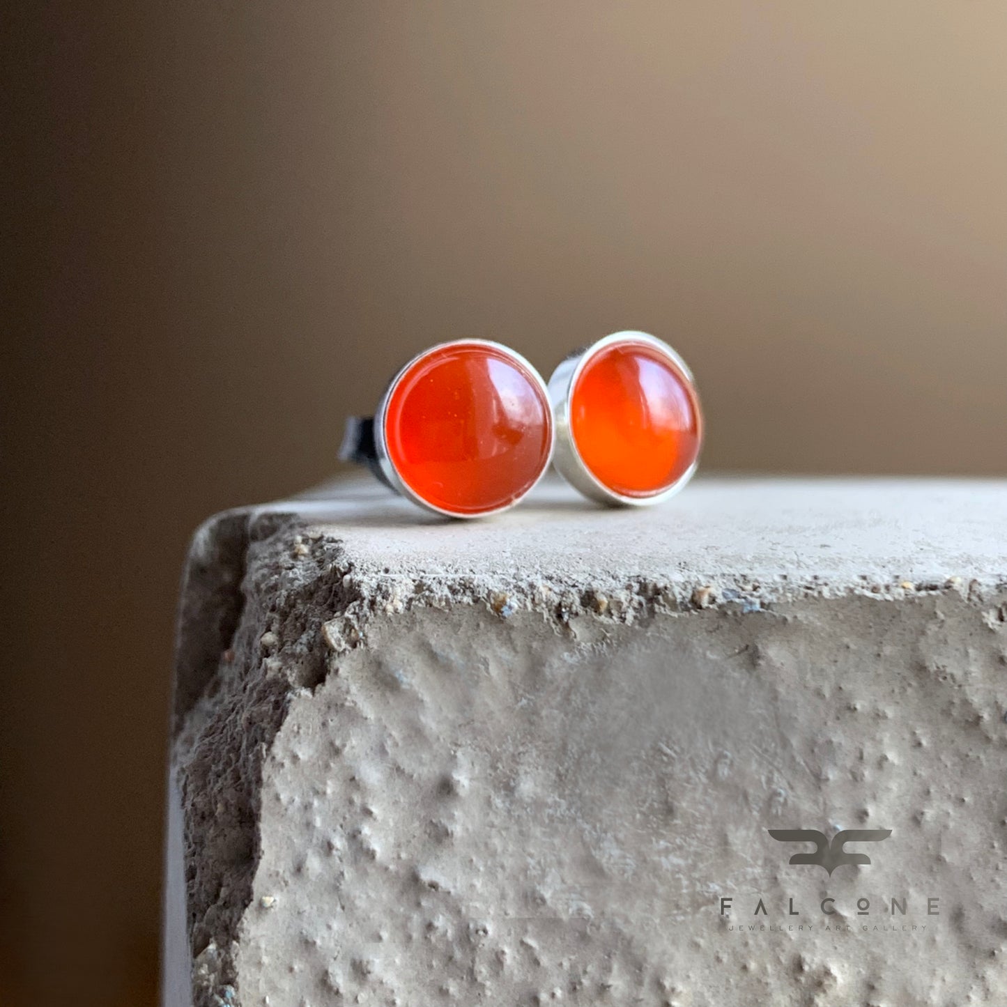 Pendientes de plata de ley con cornalina 'Botones de cornalina'