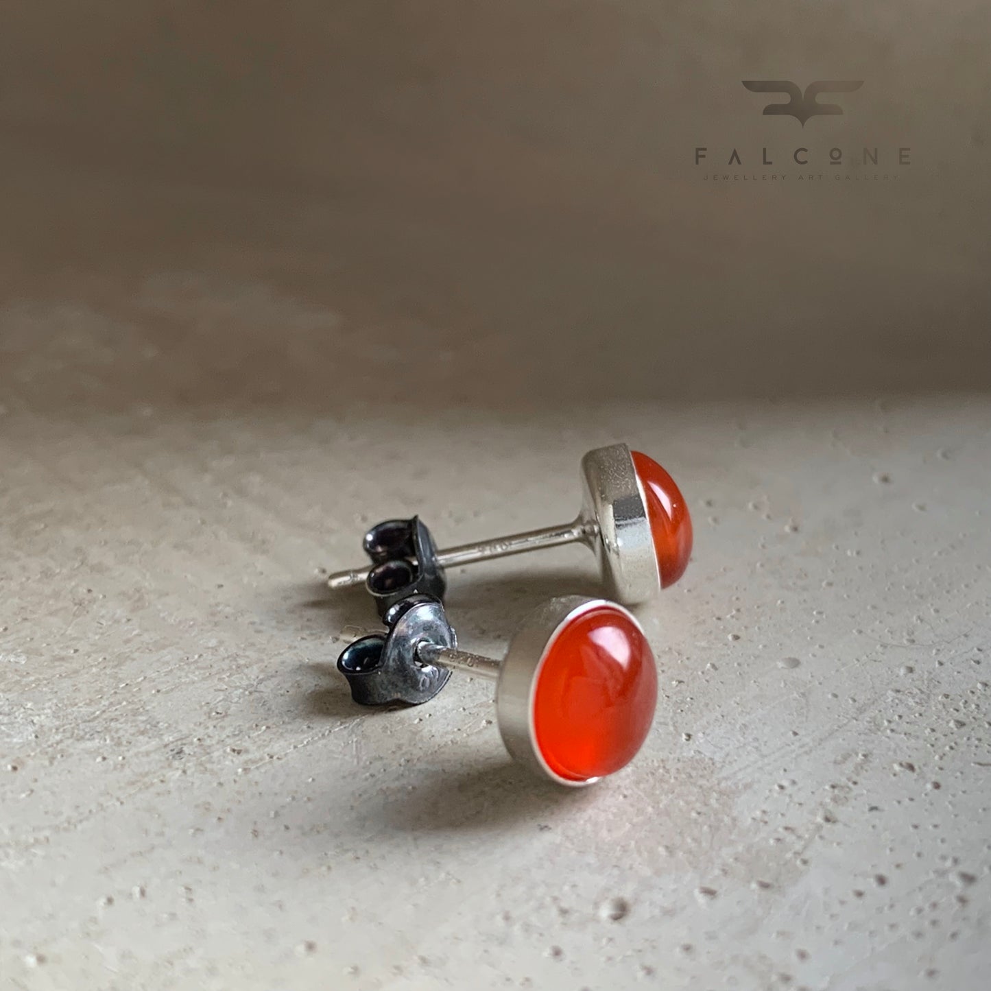 Pendientes de plata de ley con cornalina 'Botones de cornalina'