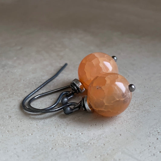 Dragon Agate and Sterling Silver Earrings 'Tea Rose'