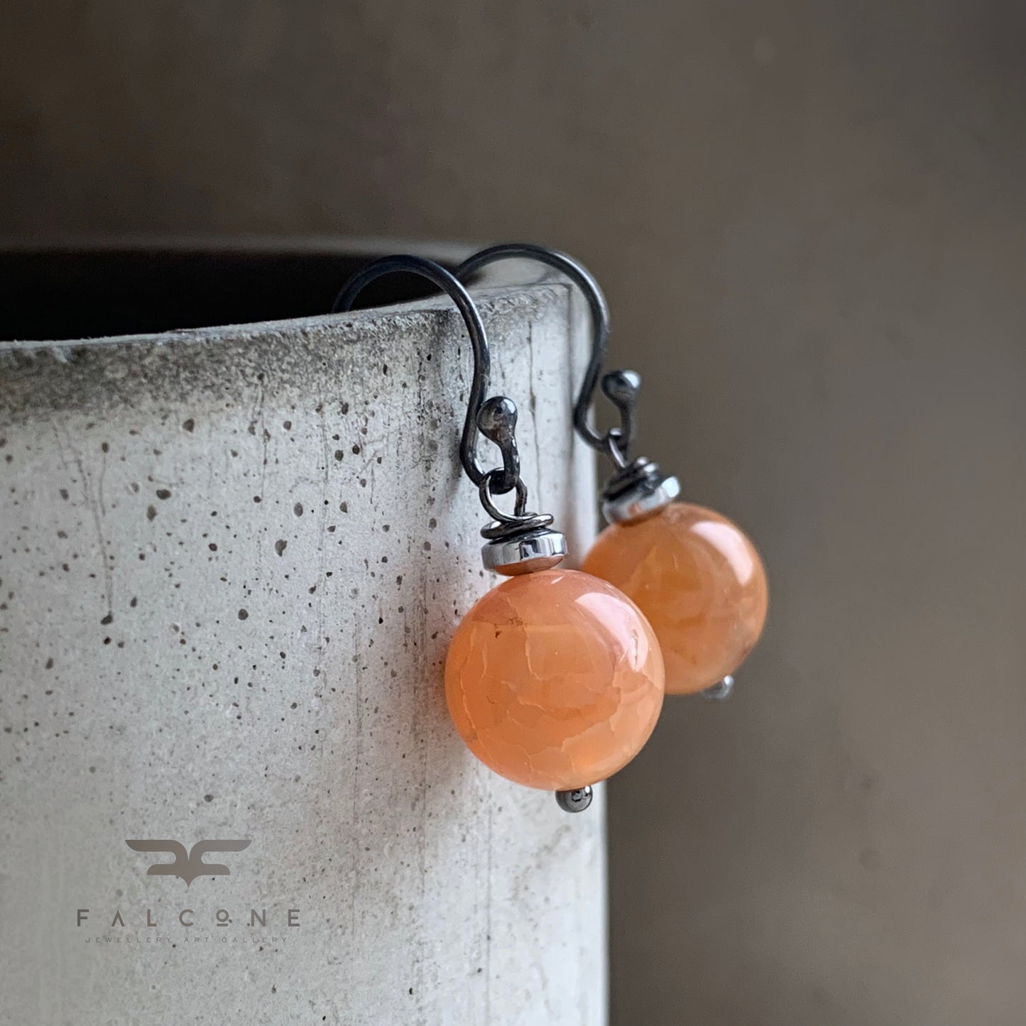 Pendientes de ágata dragón y plata de ley 'Rosa de té'