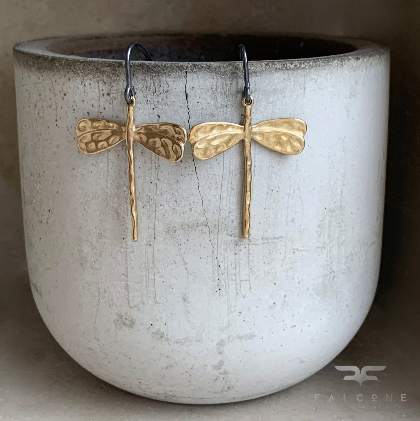 Pendientes de latón y plata 'Libélula dorada'