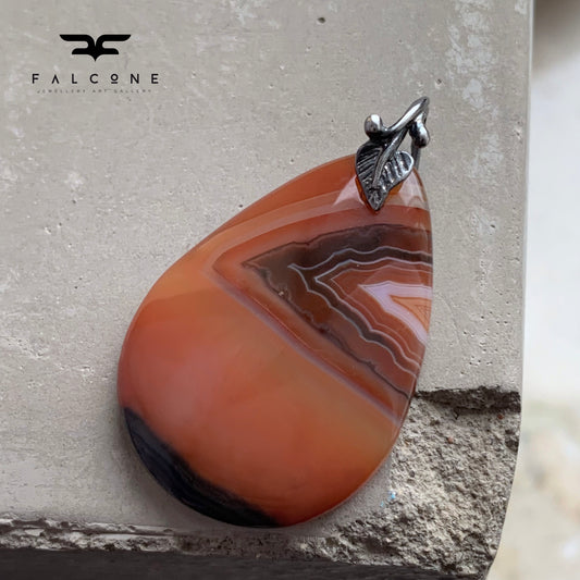 Agate and Sterling Silver Pendant 'Agate in Shades of Brown'