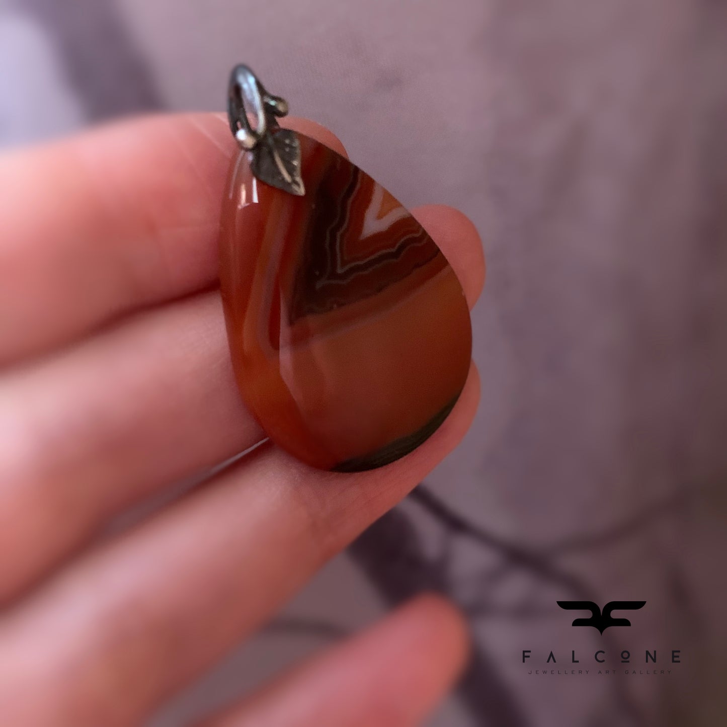 Agate and Sterling Silver Pendant 'Agate in Shades of Brown'
