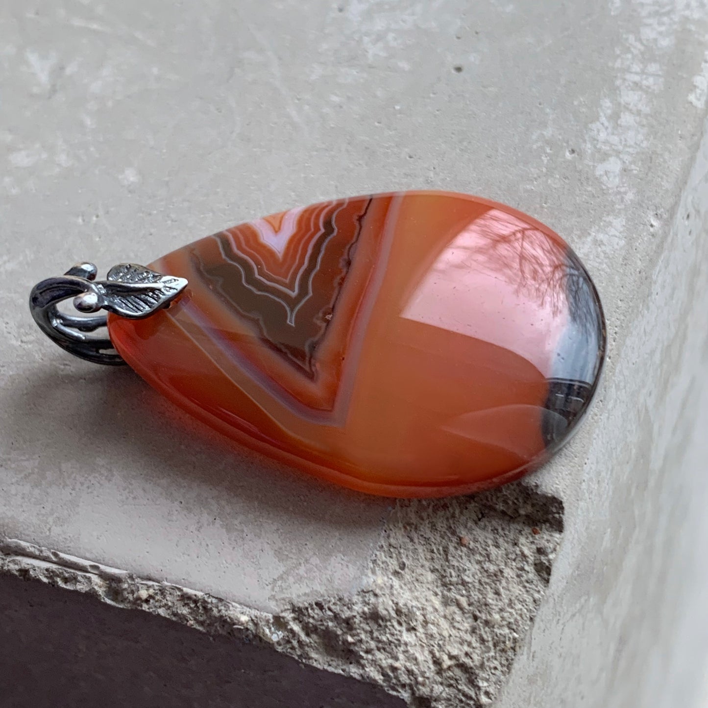 Agate and Sterling Silver Pendant 'Agate in Shades of Brown'