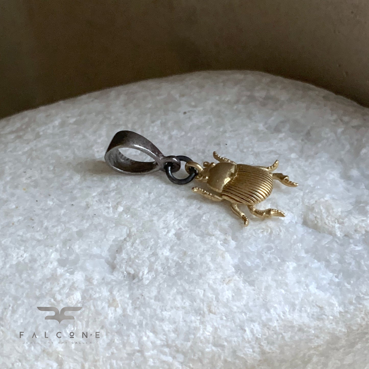 Brass and Silver Pendant 'Golden Scarab'