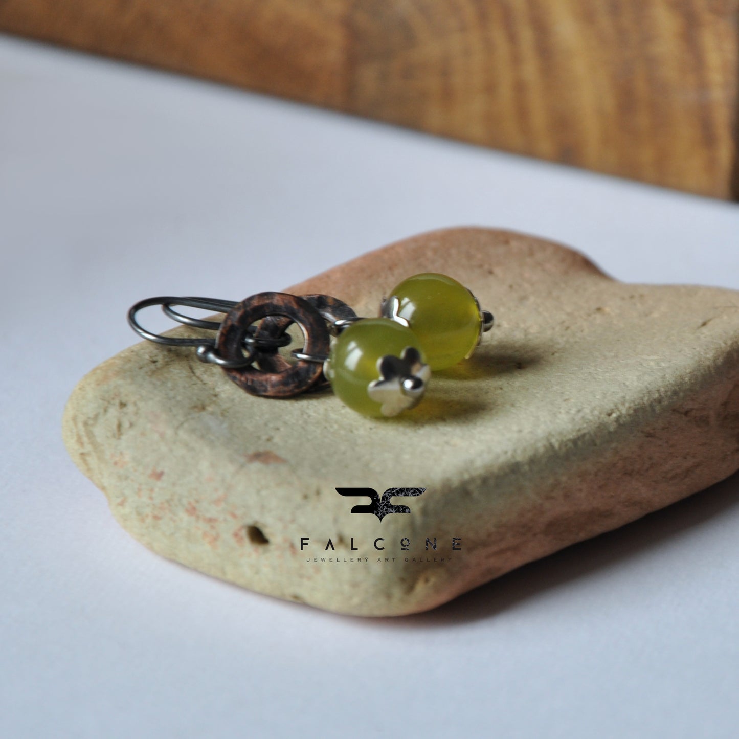 Pendientes de plata con jade y cobre 'Green Apples'