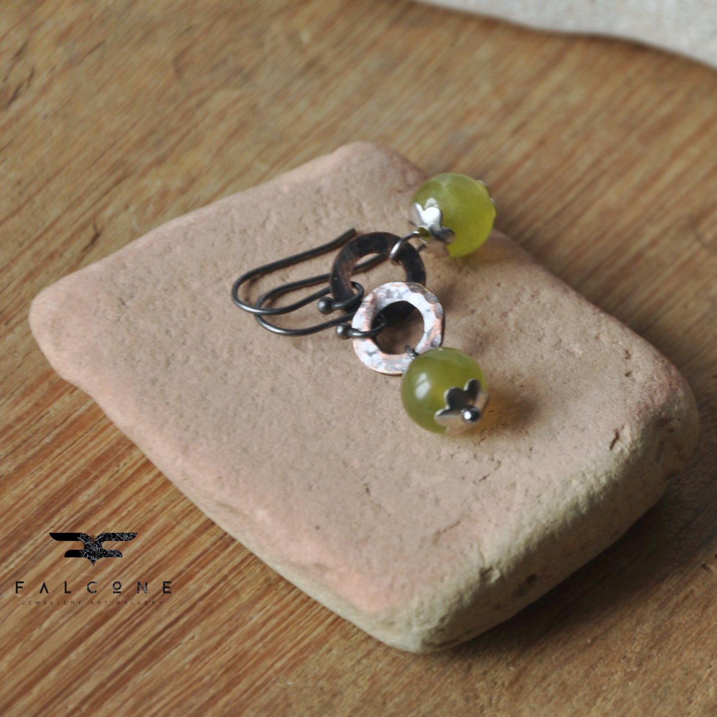 Pendientes de plata con jade y cobre 'Green Apples'