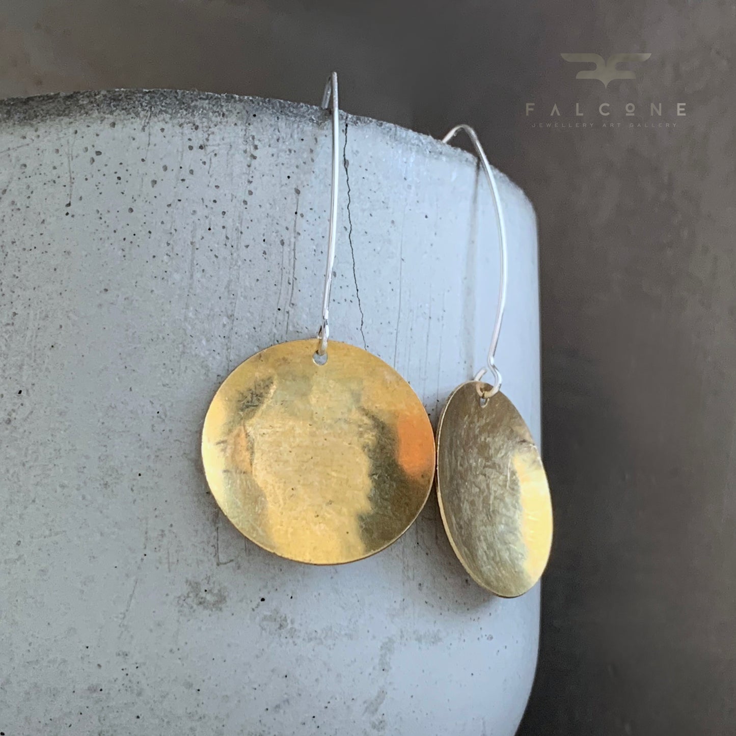 Silver and Brass Earrings 'Golden Bowls'