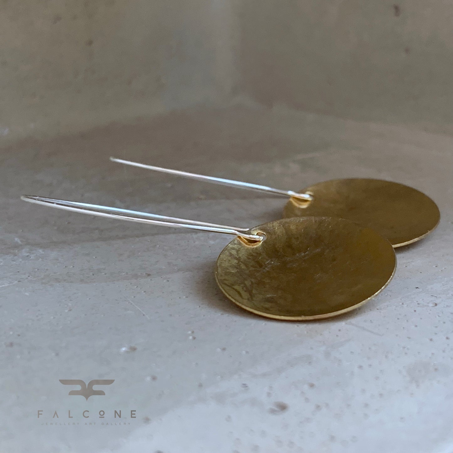 Silver and Brass Earrings 'Golden Bowls'