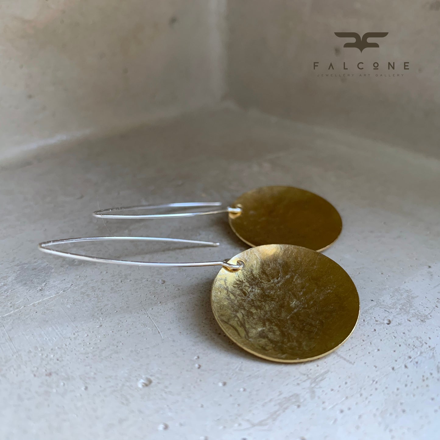 Silver and Brass Earrings 'Golden Bowls'