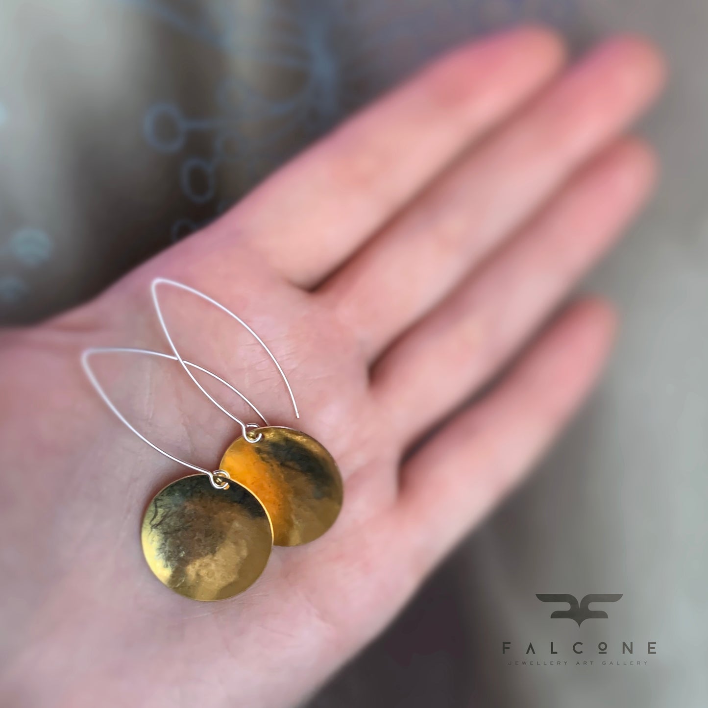 Silver and Brass Earrings 'Golden Bowls'