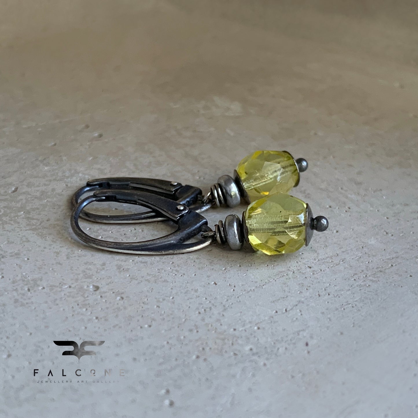 Silver and glass earrings 'Citron'