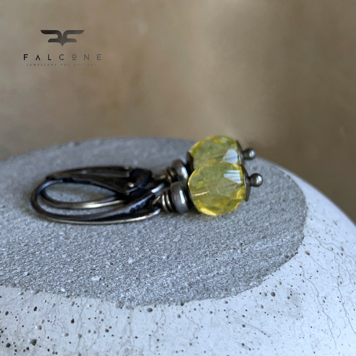 Silver and glass earrings 'Citron'