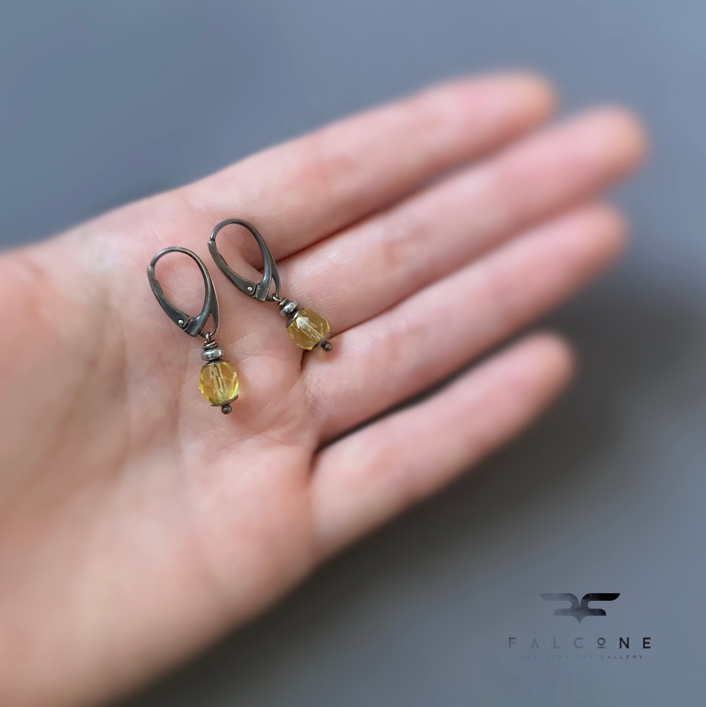 Silver and glass earrings 'Citron'