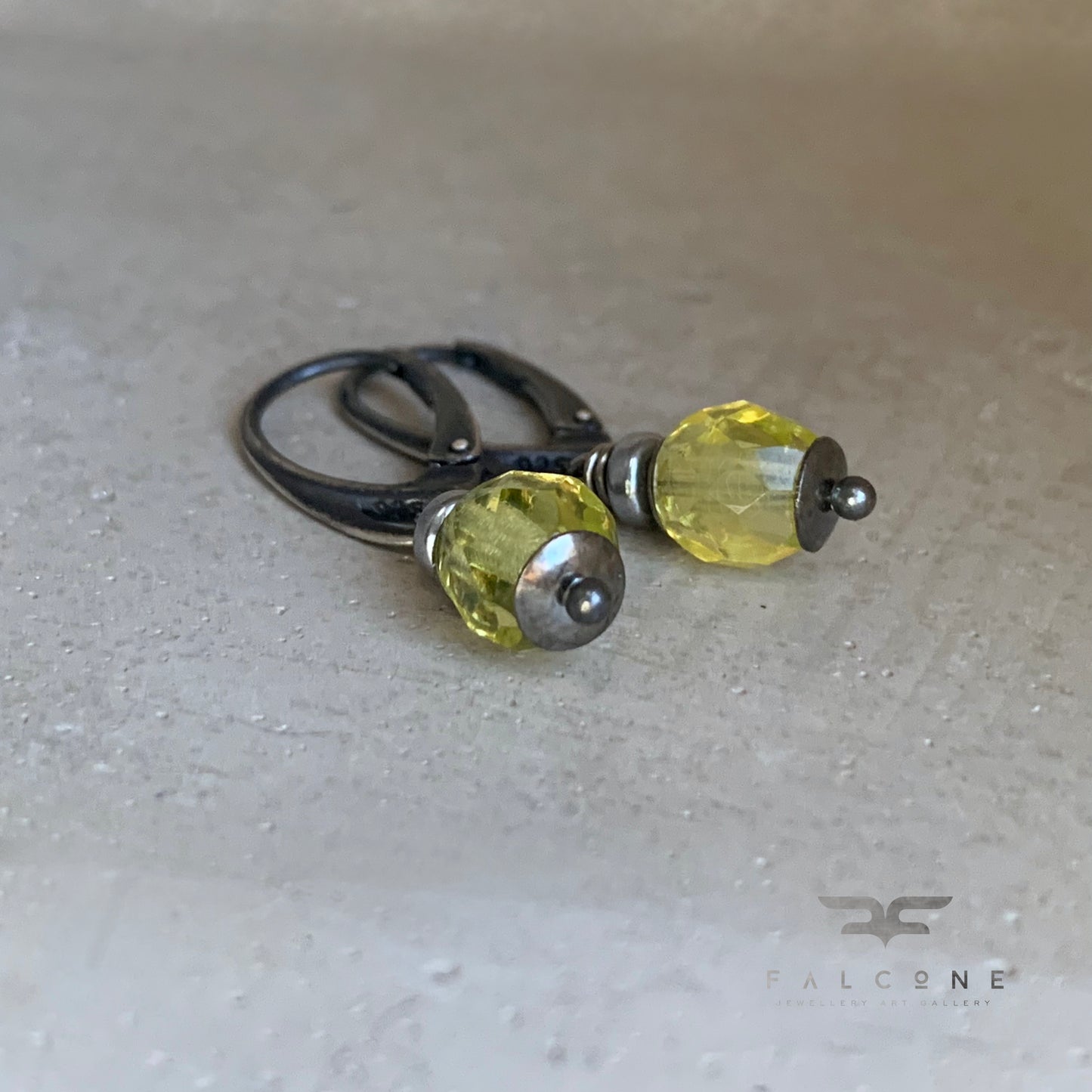 Silver and glass earrings 'Citron'