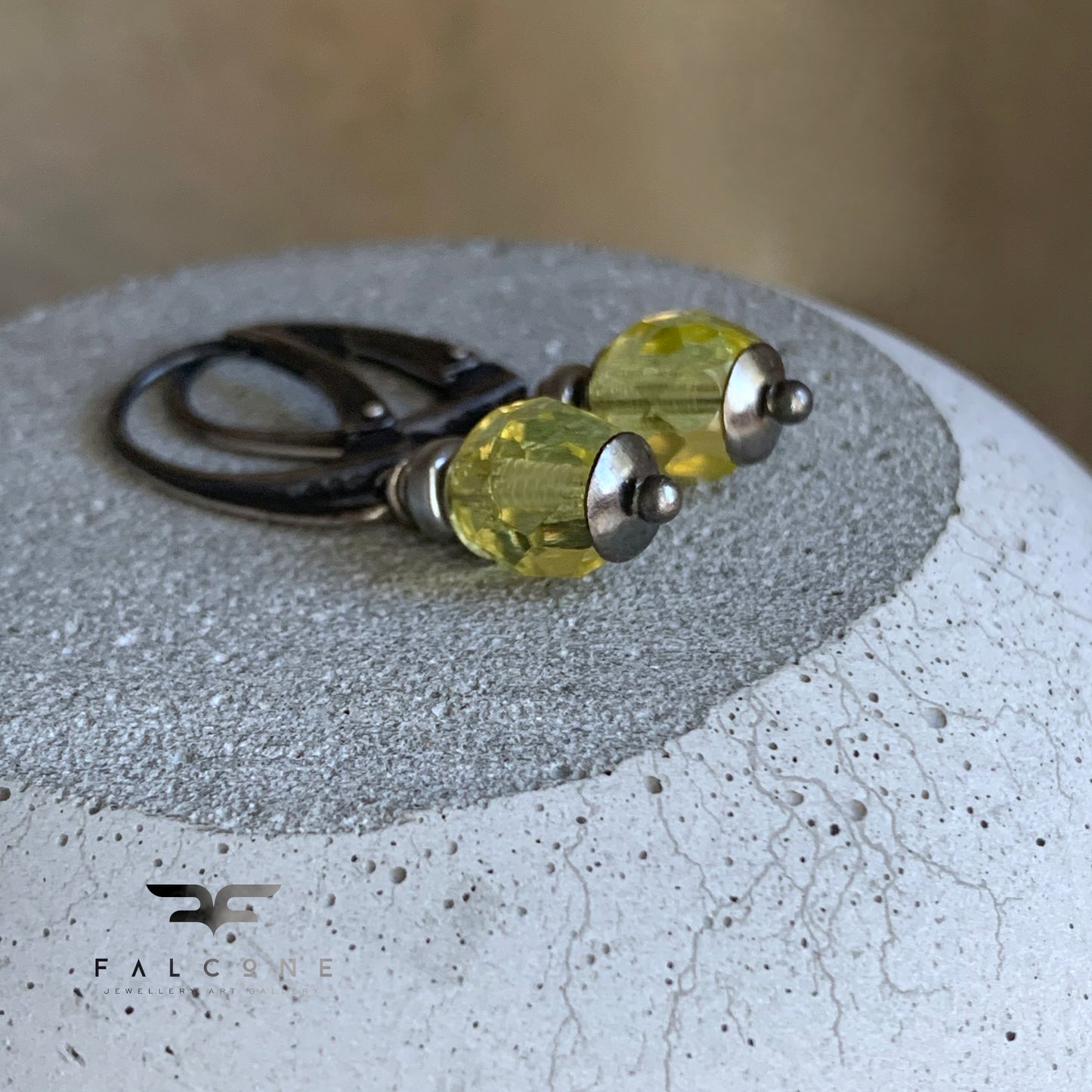 Silver and glass earrings 'Citron'