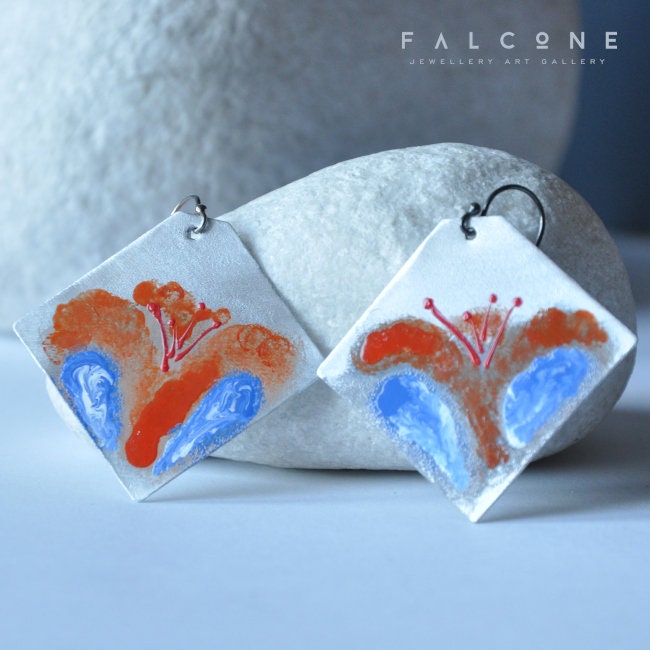 Pendientes únicos de aluminio con esmalte 'Floral Impressions'