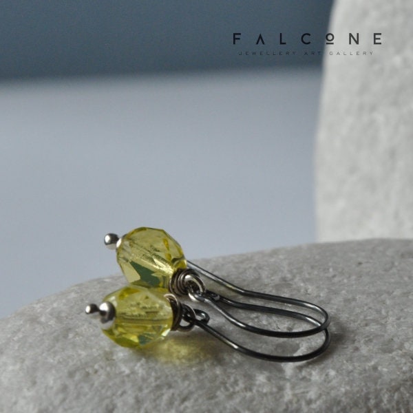 Pendientes de plata con bolas de cristal facetadas 'Lemon'